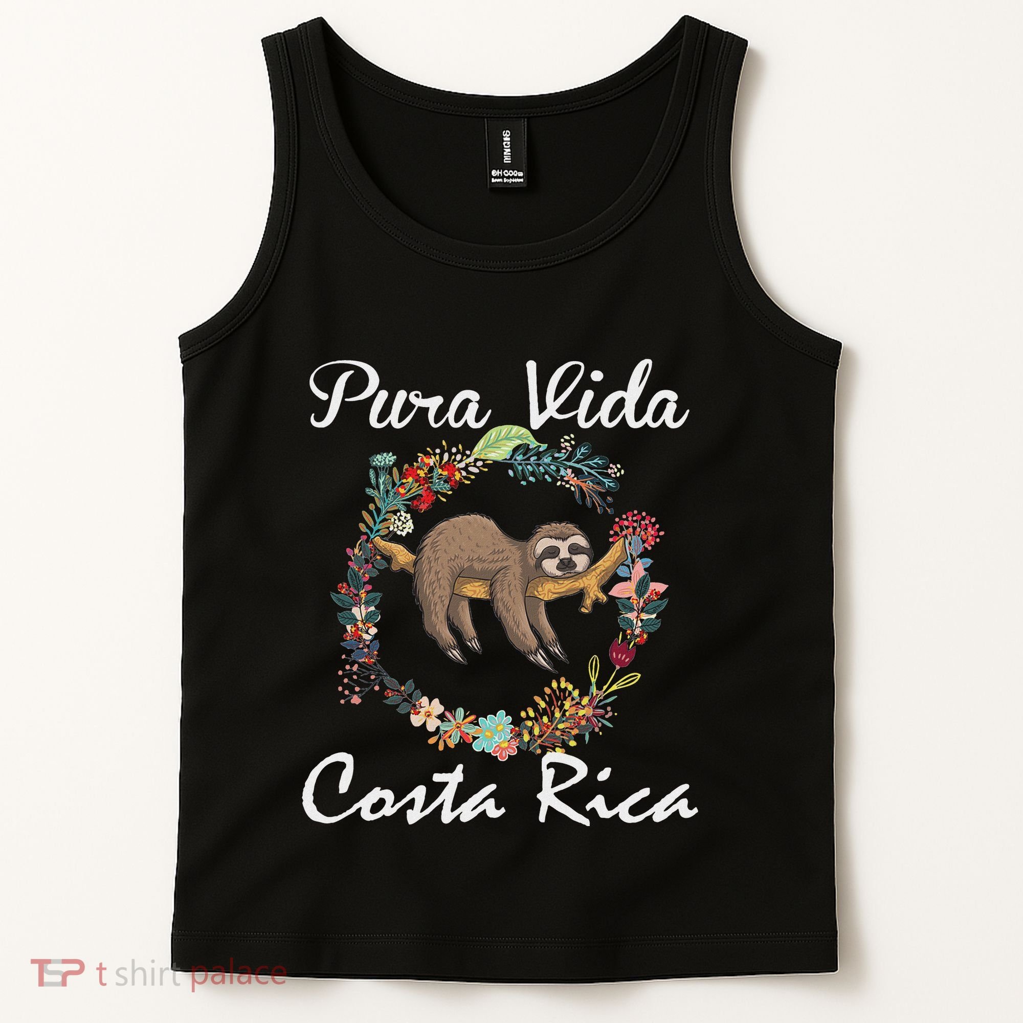 Pura Vida Costa Rica Floral Cute Sleepy Sloth Funny Gift Tank Top