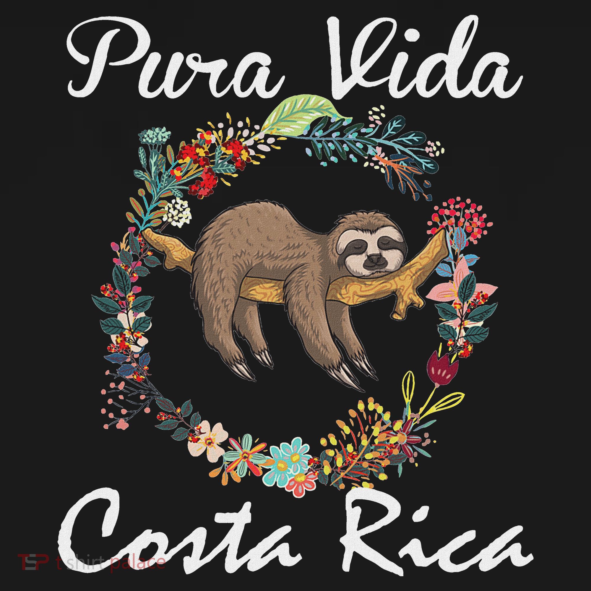 Pura Vida Costa Rica Floral Cute Sleepy Sloth Funny Gift Tank Top