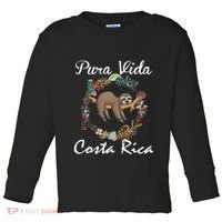 Pura Vida Costa Rica Floral Cute Sleepy Sloth Funny Gift Toddler Long Sleeve Shirt thumb 0