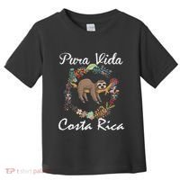 Pura Vida Costa Rica Floral Cute Sleepy Sloth Funny Gift Toddler T-Shirt thumb 0