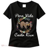 Pura Vida Costa Rica Floral Cute Sleepy Sloth Funny Gift Women's T-Shirt thumb 0