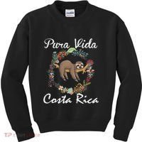 Pura Vida Costa Rica Floral Cute Sleepy Sloth Funny Gift Kids Sweatshirt thumb 0