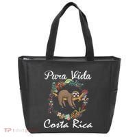 Pura Vida Costa Rica Floral Cute Sleepy Sloth Funny Gift Tote Bag thumb 0