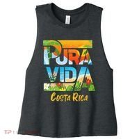 Pura Vida Costa Rica Souvenir Cool Central America Travel Women's Racerback Cropped Tank thumb 0