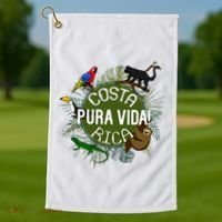 Pura Vida Costa Rica ! Party Animals! Golf Towel thumb 1