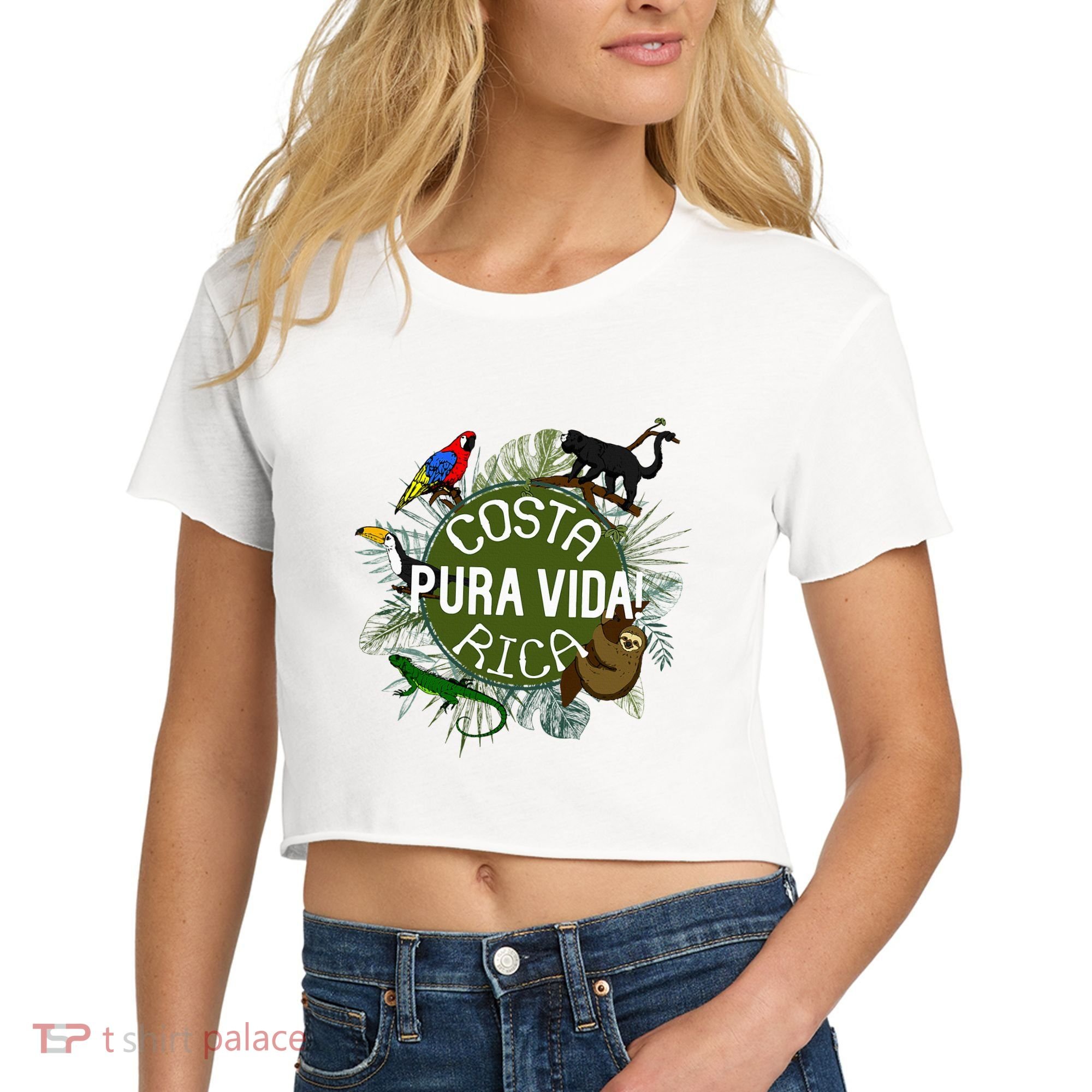 Pura Vida Costa Rica ! Party Animals! Women's Crop Top Tee