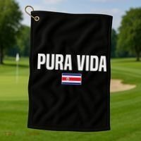 Pura Vida Costa Rican Slang Costa Rica Flag Golf Towel thumb 1