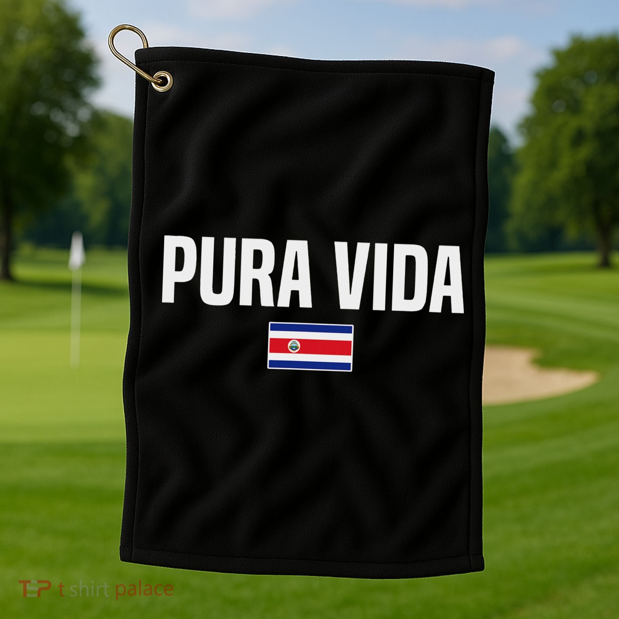 Pura Vida Costa Rican Slang Costa Rica Flag Golf Towel