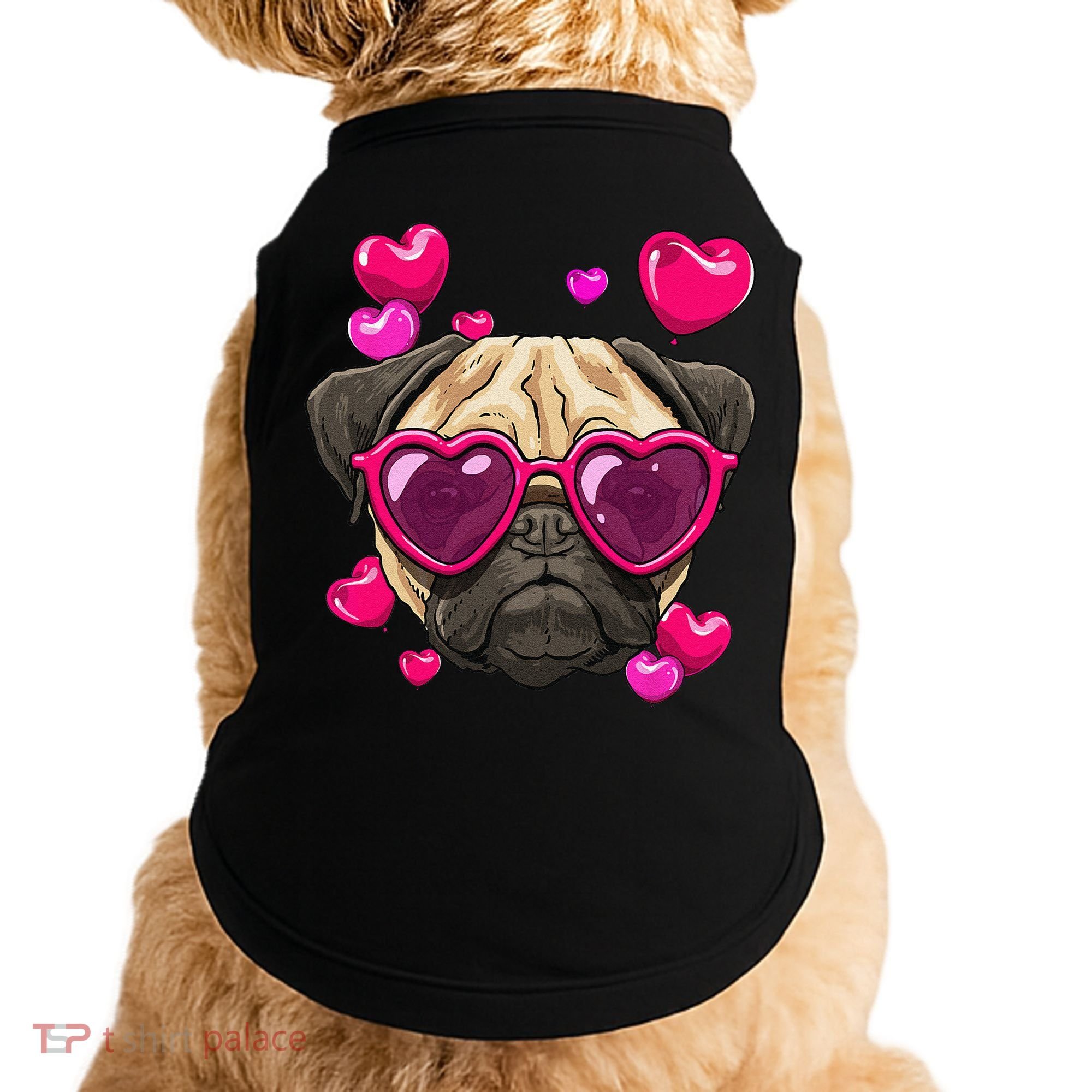 Pug Valentines Day Heart Pug Dog Lover Doggie Tank