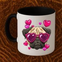 Pug Valentines Day Heart Pug Dog Lover Coffee Mug thumb 2