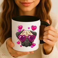 Pug Valentines Day Heart Pug Dog Lover Coffee Mug thumb 3
