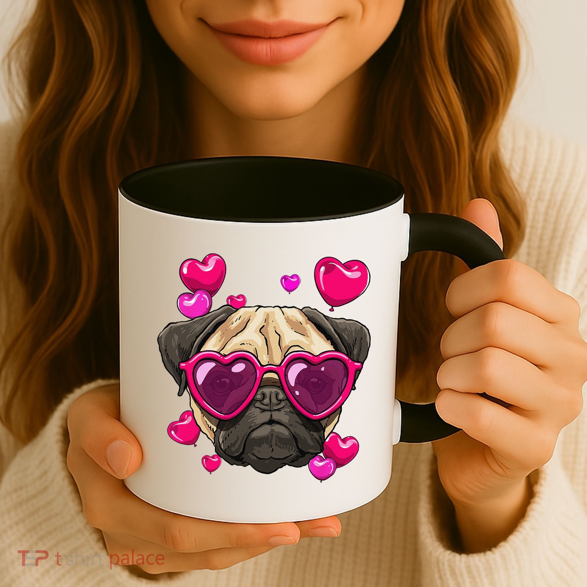 Pug Valentines Day Heart Pug Dog Lover Coffee Mug