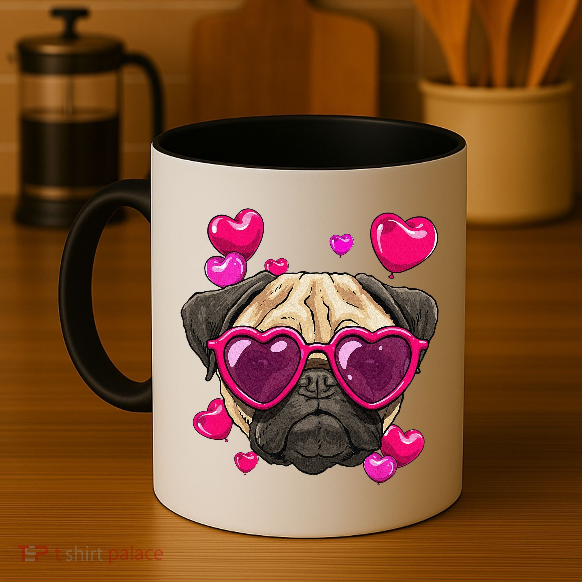 Pug Valentines Day Heart Pug Dog Lover Coffee Mug