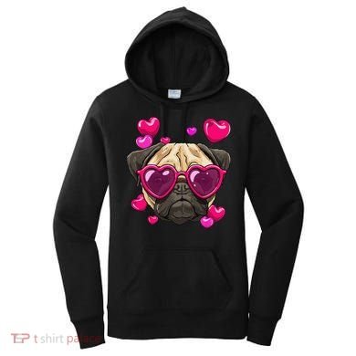 Pug Valentines Day Heart Pug Dog Lover Women's Hoodie