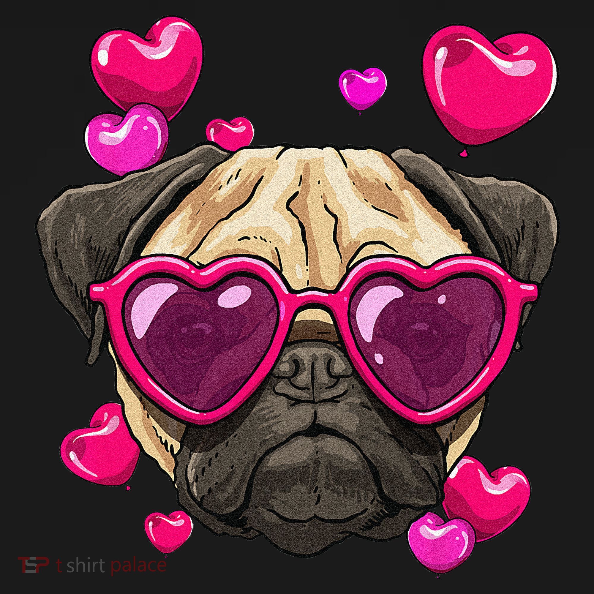 Pug Valentines Day Heart Pug Dog Lover Women's Hoodie