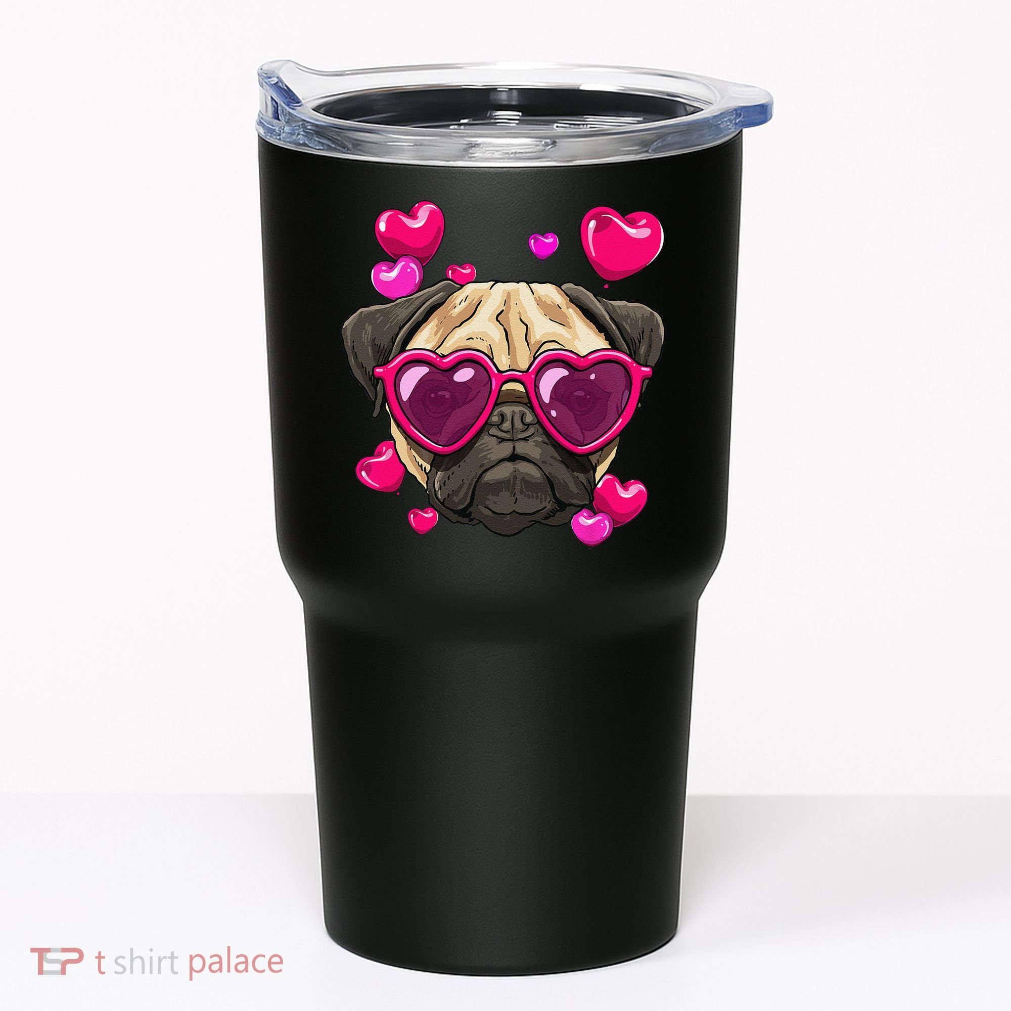 Pug Valentines Day Heart Pug Dog Lover Tumbler