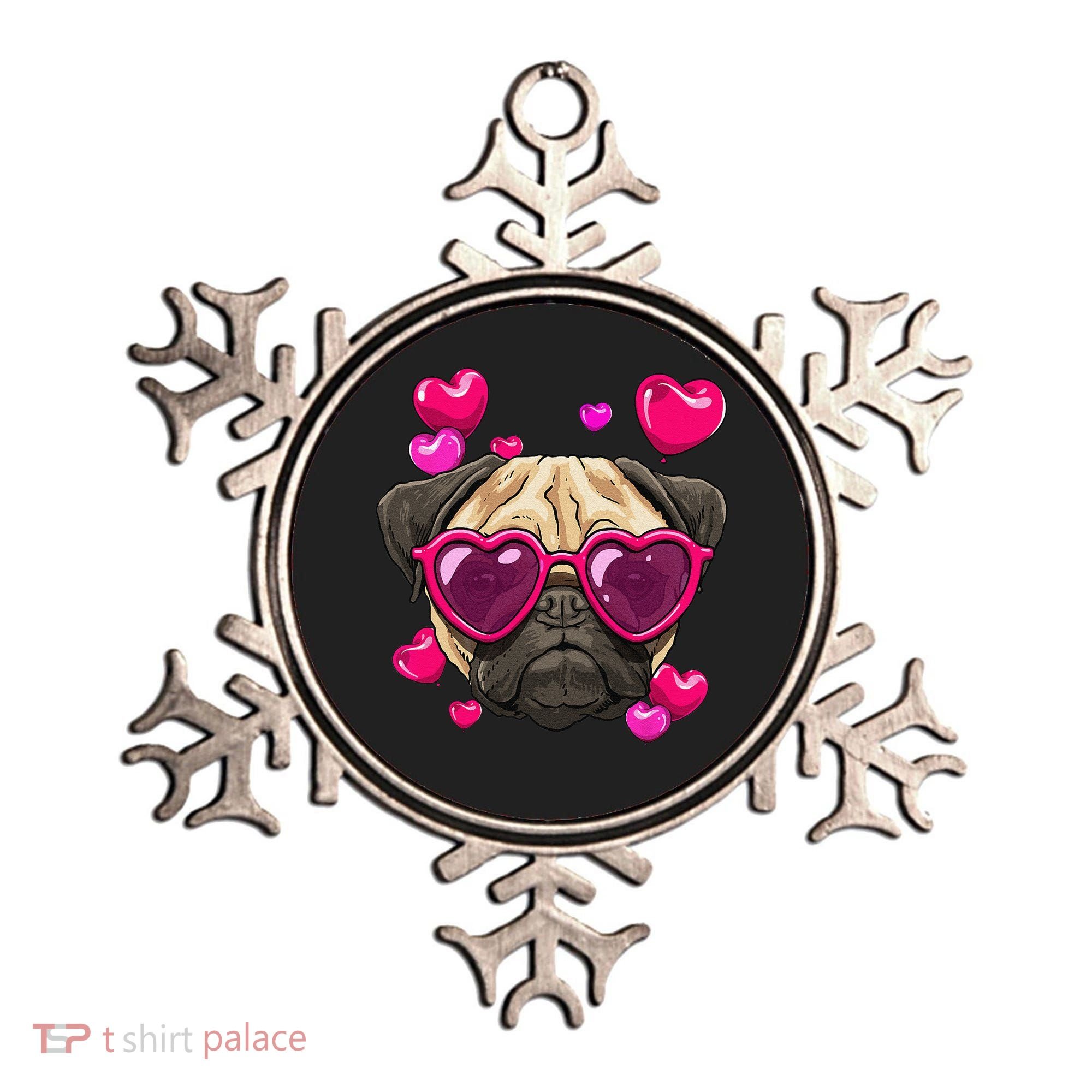 Pug Valentines Day Heart Pug Dog Lover Ornament