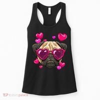 Pug Valentines Day Heart Pug Dog Lover Women's Tank Top thumb 0