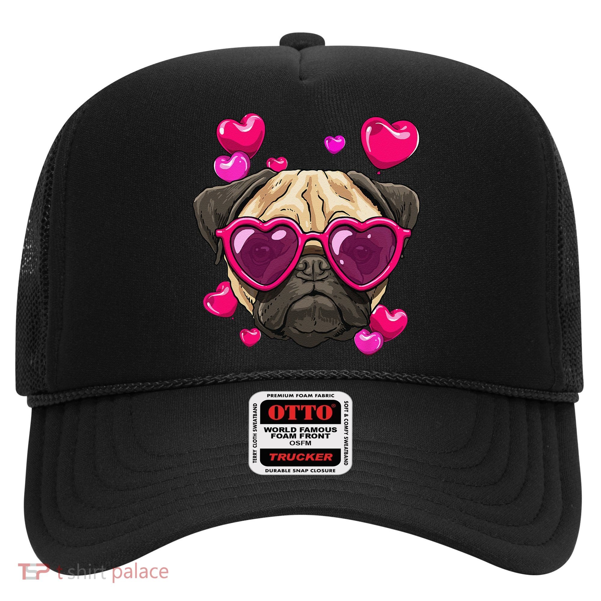 Pug Valentines Day Heart Pug Dog Lover Hat