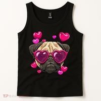 Pug Valentines Day Heart Pug Dog Lover Tank Top thumb 2