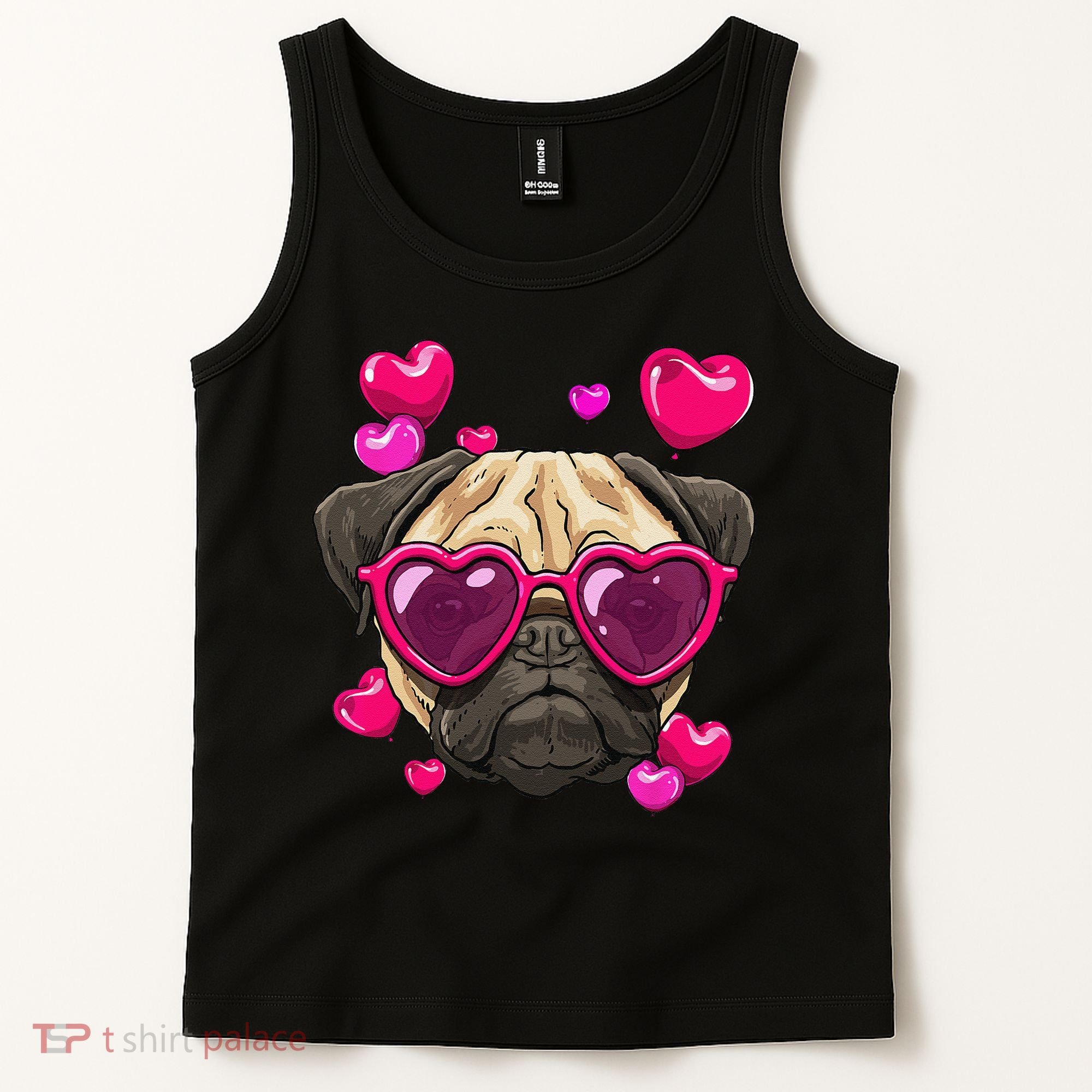 Pug Valentines Day Heart Pug Dog Lover Tank Top