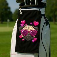 Pug Valentines Day Heart Pug Dog Lover Golf Towel thumb 2