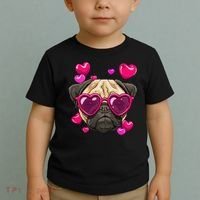 Pug Valentines Day Heart Pug Dog Lover Toddler T-Shirt thumb 2