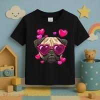 Pug Valentines Day Heart Pug Dog Lover Toddler T-Shirt thumb 3