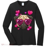 Pug Valentines Day Heart Pug Dog Lover Women's Long Sleeve Shirt thumb 0