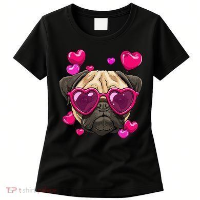 Pug Valentines Day Heart Pug Dog Lover Women's T-Shirt