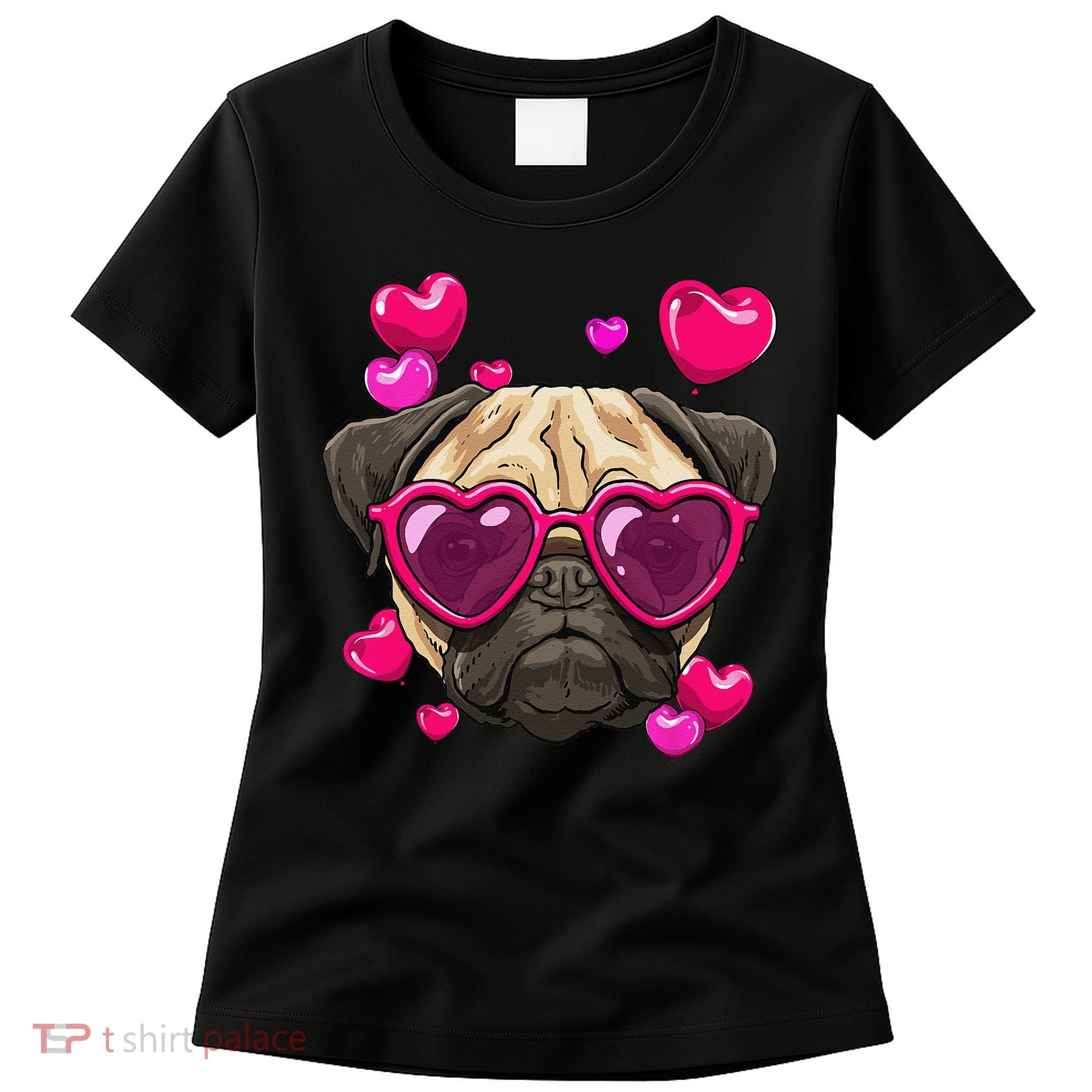 Pug Valentines Day Heart Pug Dog Lover Women's T-Shirt