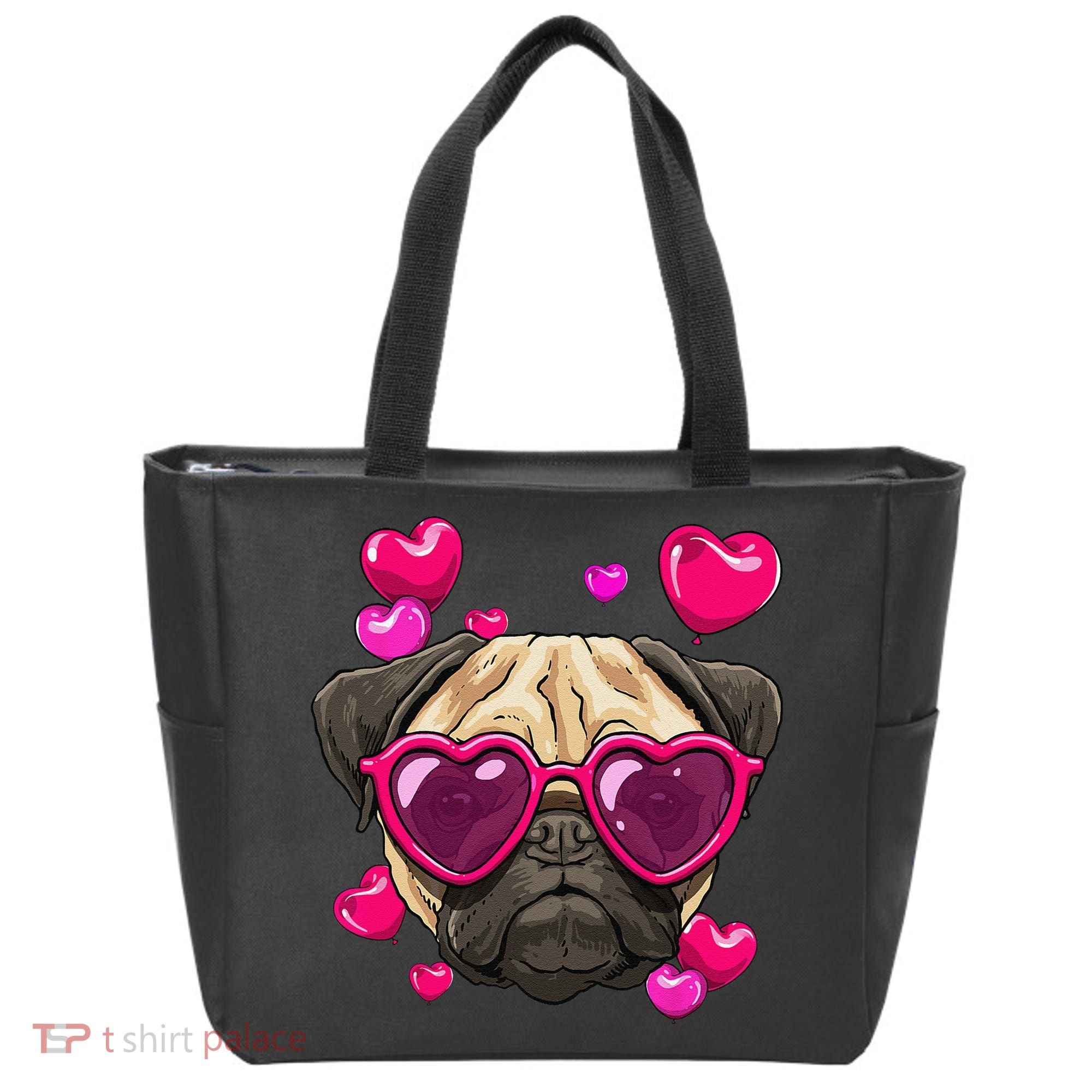 Pug Valentines Day Heart Pug Dog Lover Tote Bag