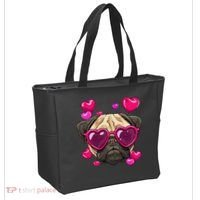 Pug Valentines Day Heart Pug Dog Lover Tote Bag thumb 2