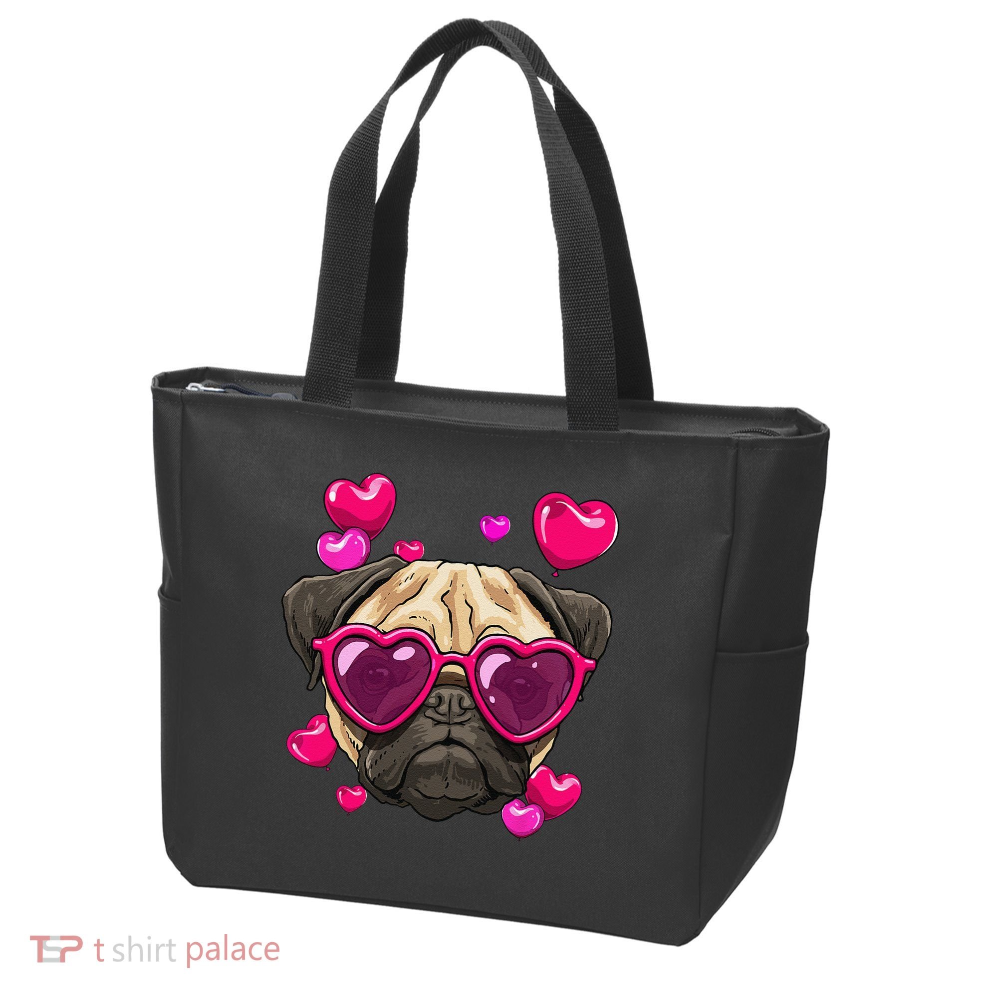 Pug Valentines Day Heart Pug Dog Lover Tote Bag