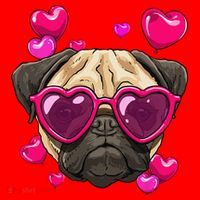 Pug Valentines Day Heart Pug Dog Lover Santa Hat thumb 1