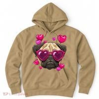 Pug Valentines Day Heart Pug Dog Lover Hoodie thumb 0