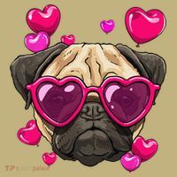 Pug Valentines Day Heart Pug Dog Lover Hoodie thumb 2