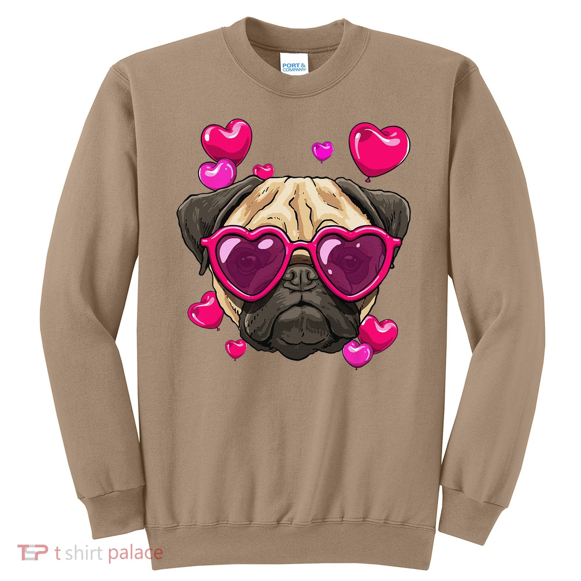 Pug Valentines Day Heart Pug Dog Lover Sweatshirt