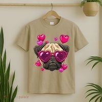 Pug Valentines Day Heart Pug Dog Lover T-Shirt thumb 2