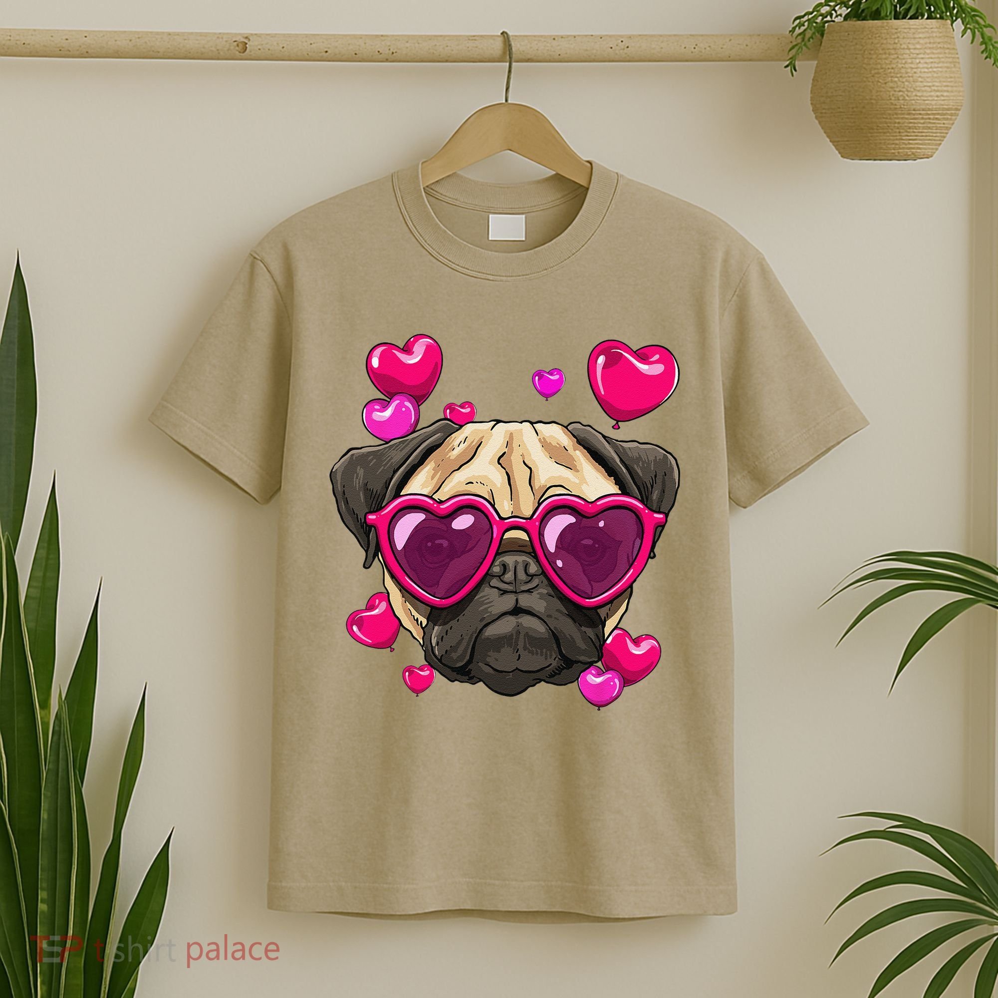 Pug Valentines Day Heart Pug Dog Lover T-Shirt