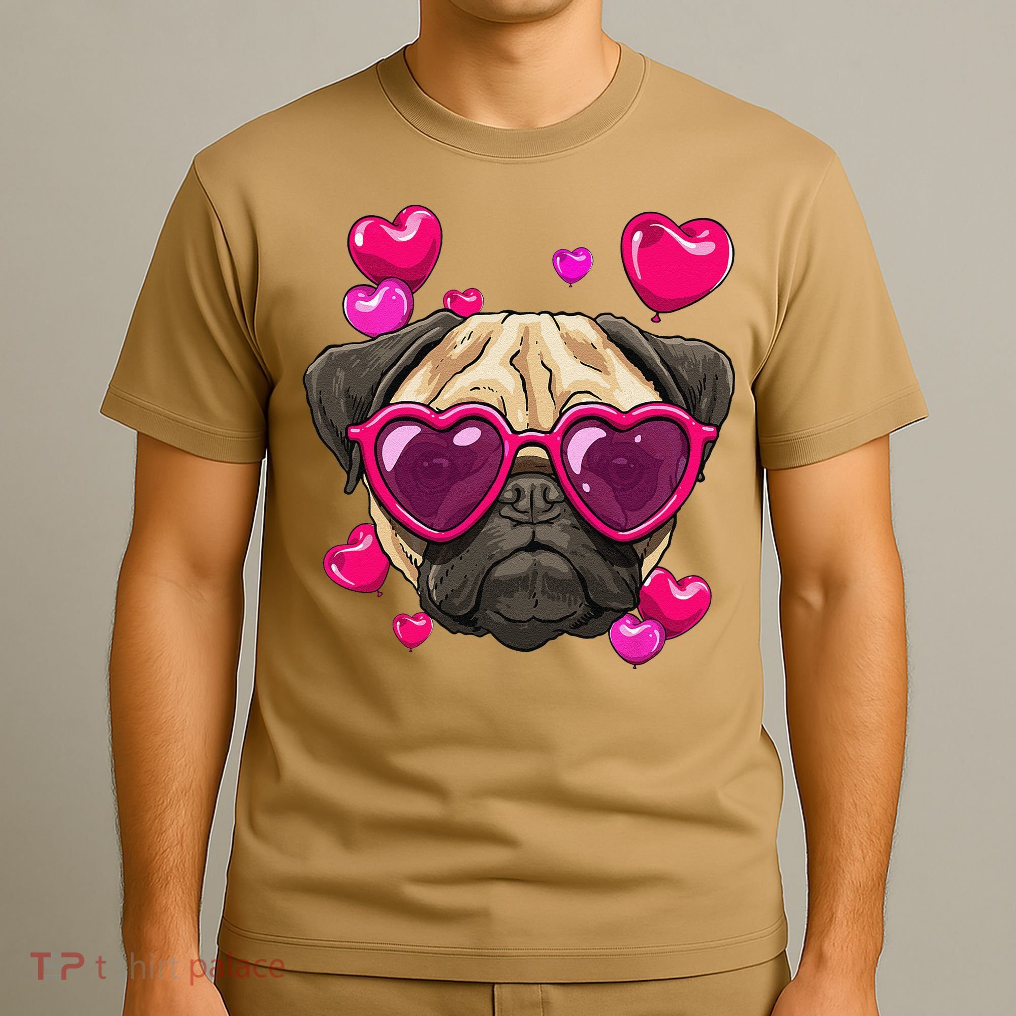 Pug Valentines Day Heart Pug Dog Lover T-Shirt