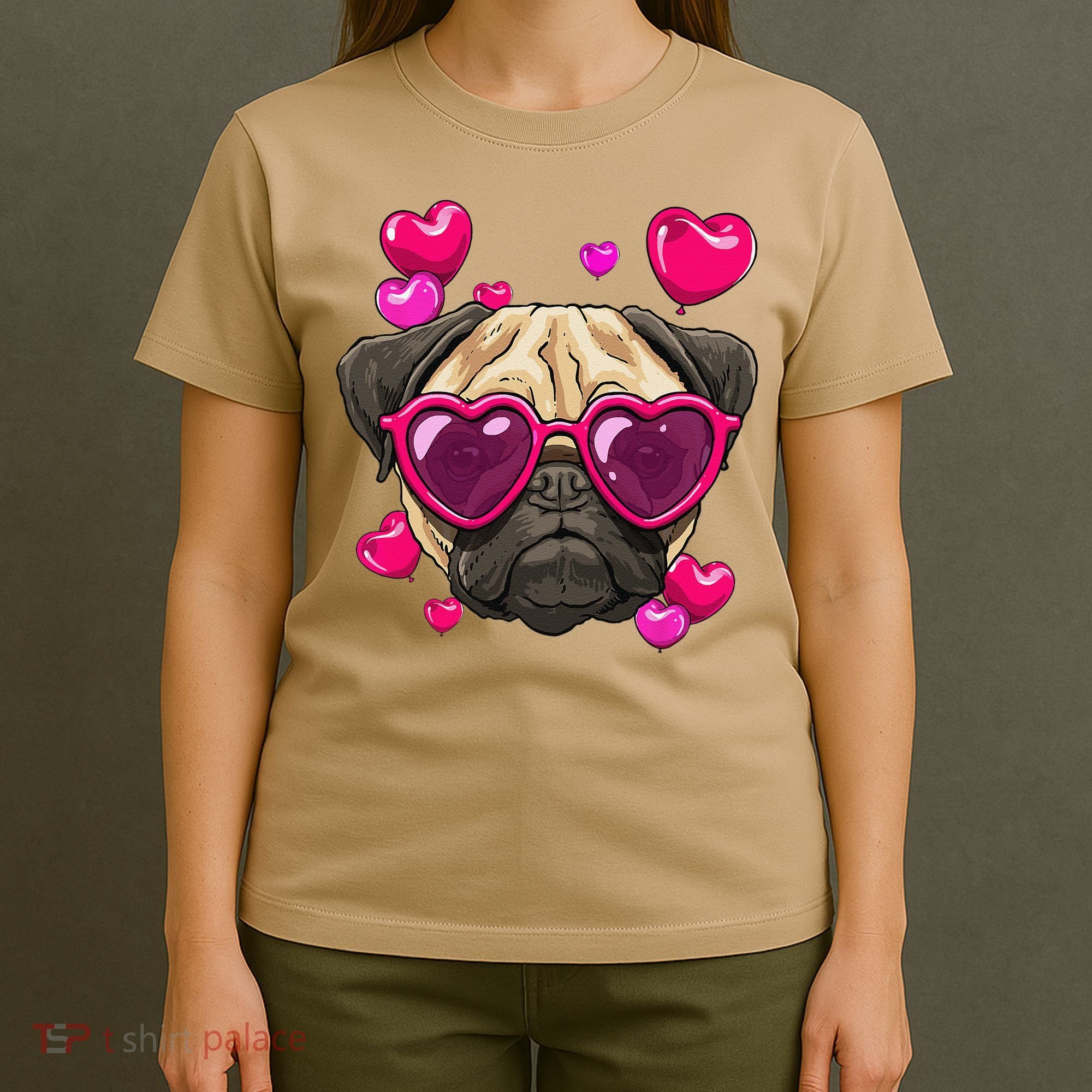 Pug Valentines Day Heart Pug Dog Lover T-Shirt