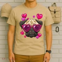 Pug Valentines Day Heart Pug Dog Lover T-Shirt thumb 6