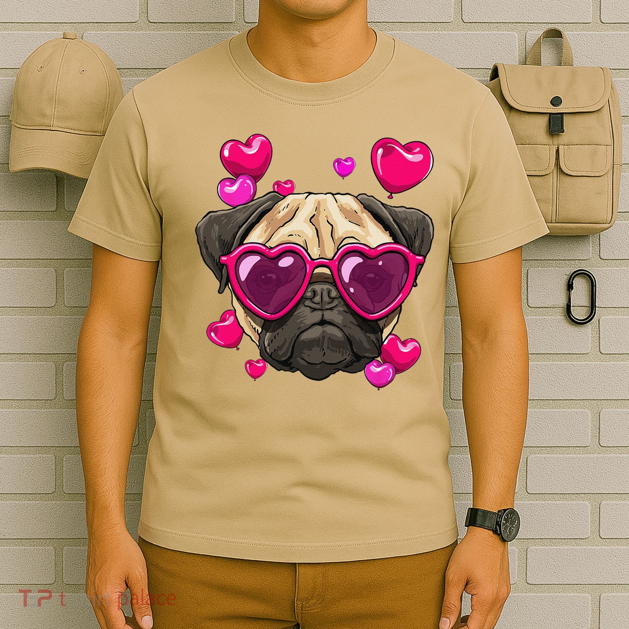 Pug Valentines Day Heart Pug Dog Lover T-Shirt