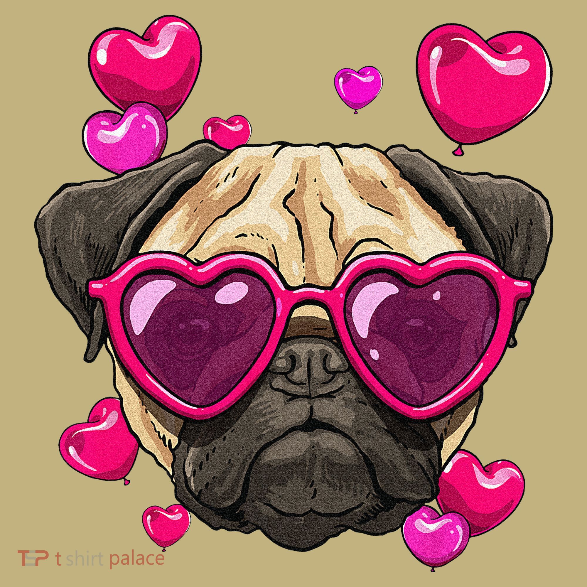 Pug Valentines Day Heart Pug Dog Lover T-Shirt