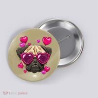 Pug Valentines Day Heart Pug Dog Lover Button thumb 0