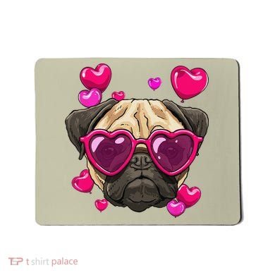 Pug Valentines Day Heart Pug Dog Lover Mousepad