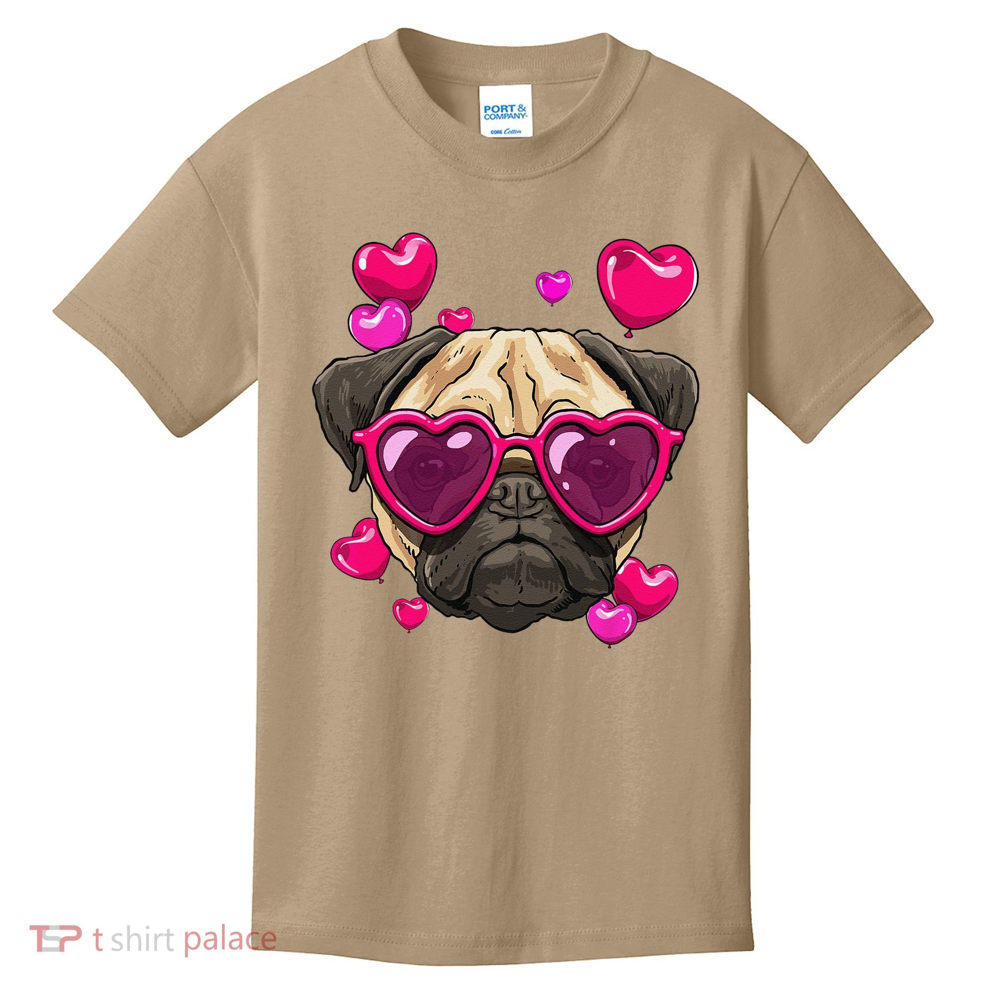 Pug Valentines Day Heart Pug Dog Lover Kids T-Shirt
