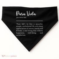 Pura Vida Definition In White Typographic USA-Made Doggie Bandana thumb 0