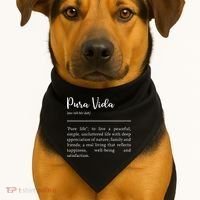 Pura Vida Definition In White Typographic USA-Made Doggie Bandana thumb 1